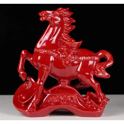 陶瓷紅馬擺件